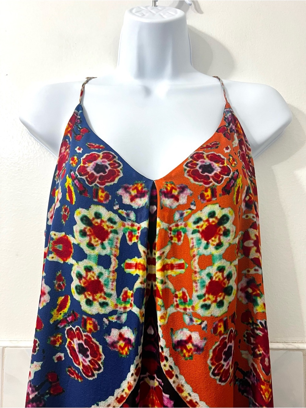 Lavender Brown 100% Silk Slip Mini Dress Women’s M Maximalist Festive Geometric - Picture 4 of 9